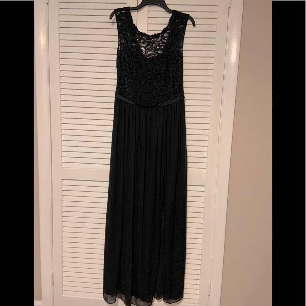 David’s Bridal black formal dress with lace top